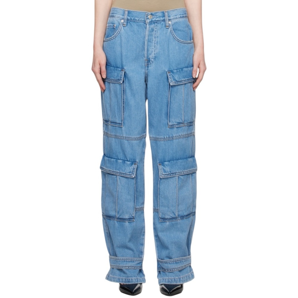 GRLFRND The Lex Blue Utility Cargo Denim Jeans Size 27 NWT